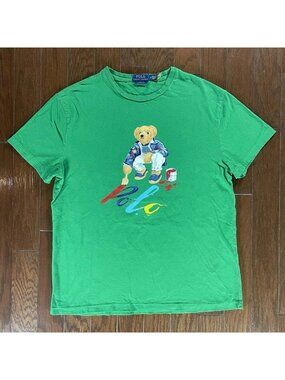 Polo Ralph Lauren Painter Bear Paint Spellout T-Shirt - Men’s Sz Medium